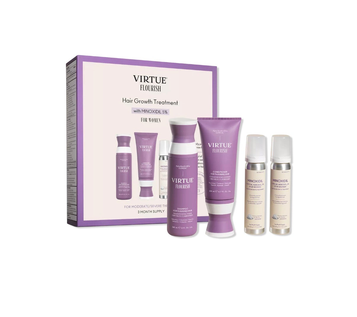 VIRTUE Flourish Hair Growth Treatment Kit with Minoxidil