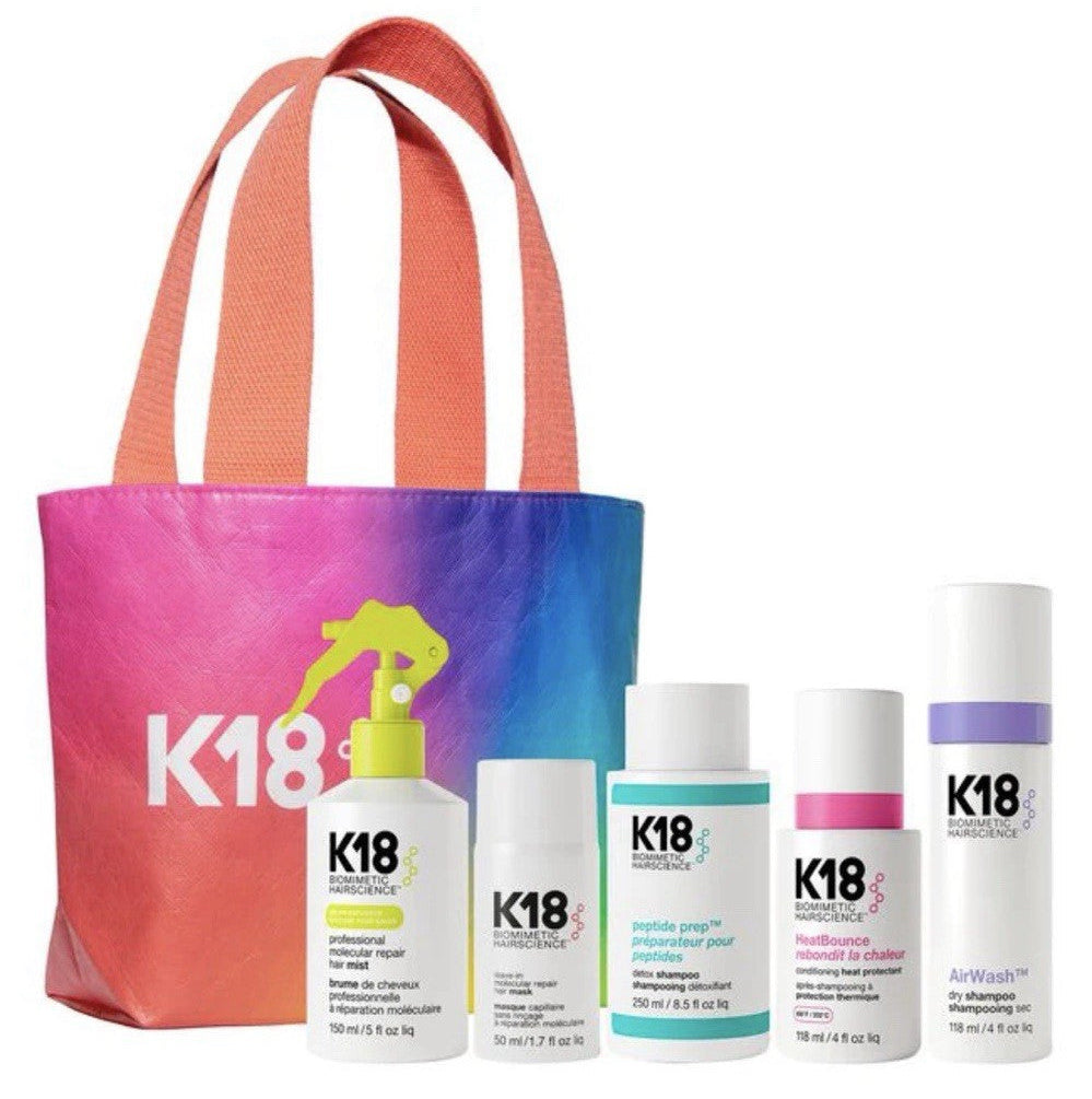 K18 Biomimetic Hairscience Hair Repair Set w/ Tote, Mask, Mist, Dry Shampoo