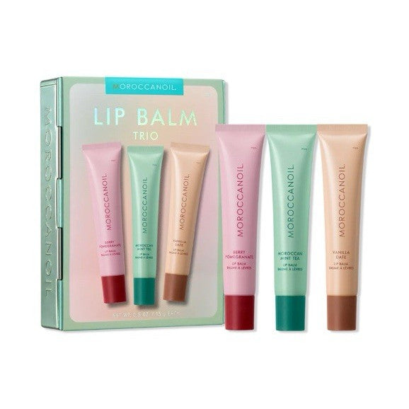Moroccanoil Lip Balm Trio Moisturizing Argan Oil 0.5 oz Berry/Mint/Vanilla
